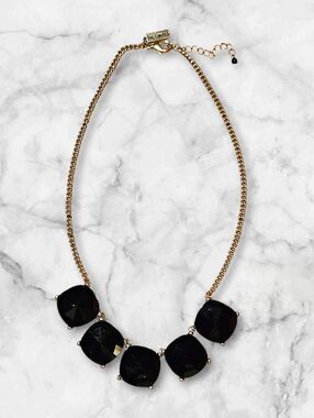The Limited Statement Necklace with Gold-Toned Chain & Black Faceted Rhinestones